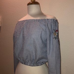 Striped floral off the shoulder top